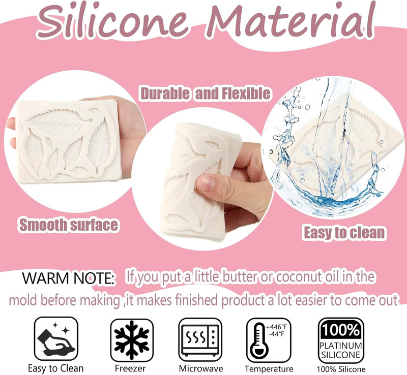 1 Pcs Plant Leaf Chocolate Fondant Mold Reusable Fern Leaf Silicone Mold, for Ki gallery
