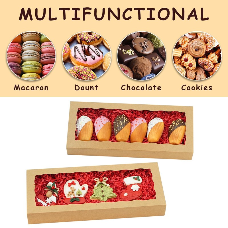 50pcs Cookie Boxes with window 12 x 5 x 1.5 Inch Bakery Boxes Treat Dessert f... gallery