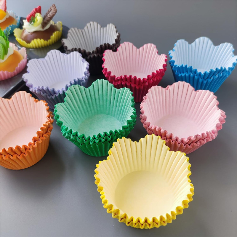 600 Pcs Flower Petal Cupcake Liners, Floral Shaped Cupcake Wrappers for Muffin C gallery