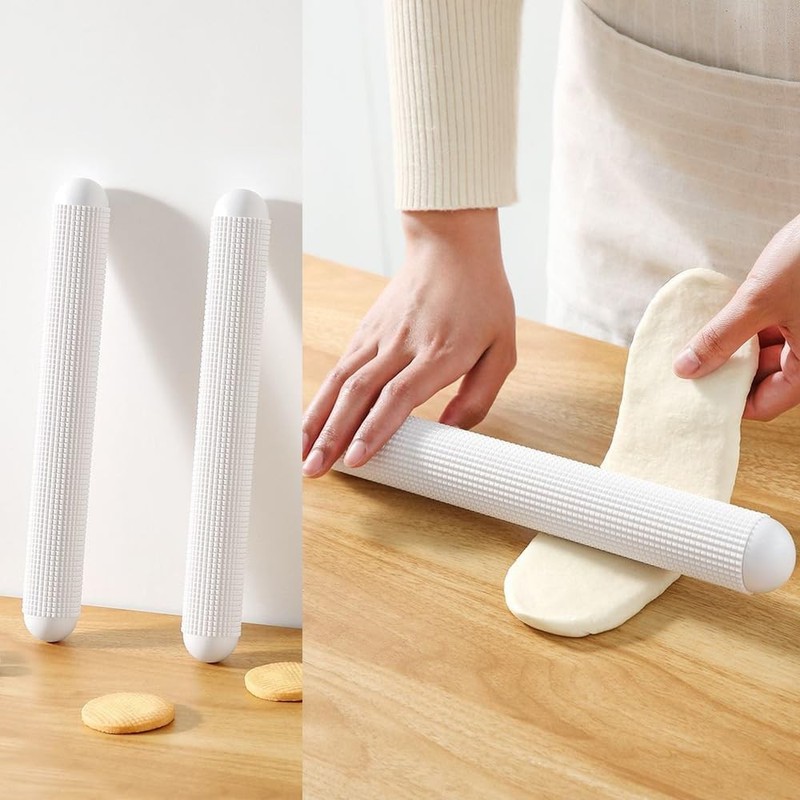 2 Pack Plastic Rolling Pin Dough Roller Non Stick Textured Baking Pastry Pizza gallery