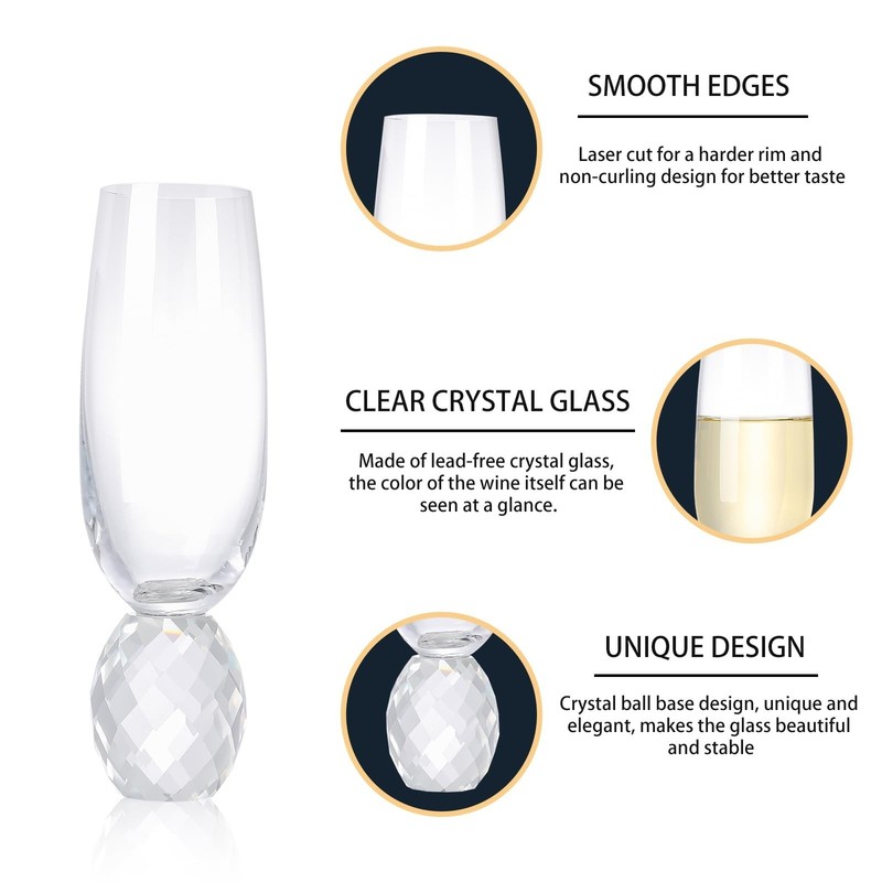 7oz Stemless Crystal Champagne Flutes Set of 2, Lead-free Reusable Champagne ... gallery