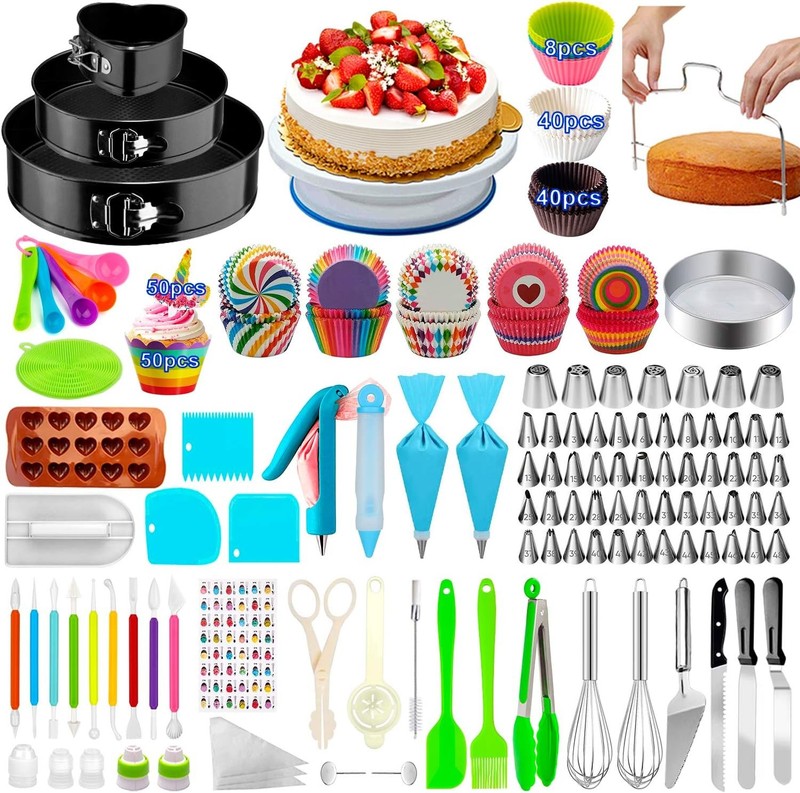 Cake Decorating Supplies,493 PCS Kit 3 Packs 493 Pcs, Silver