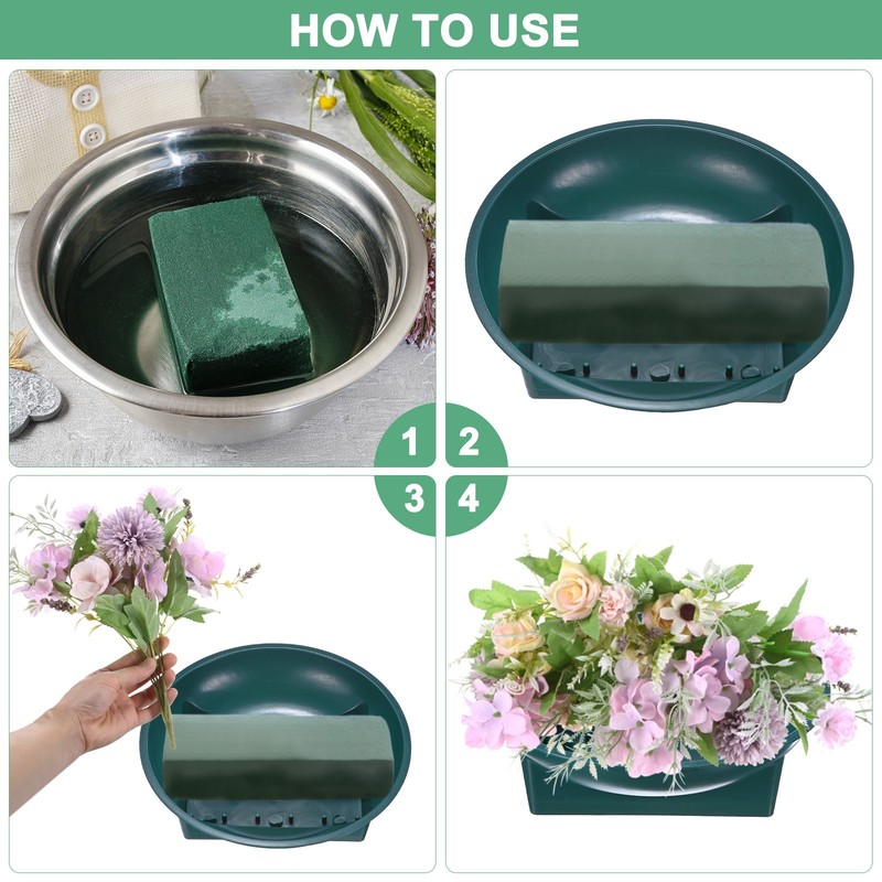 3-Pack Floral Arrangement Bowls, 6.3 Inch Floral Foam Bowl [Green] gallery