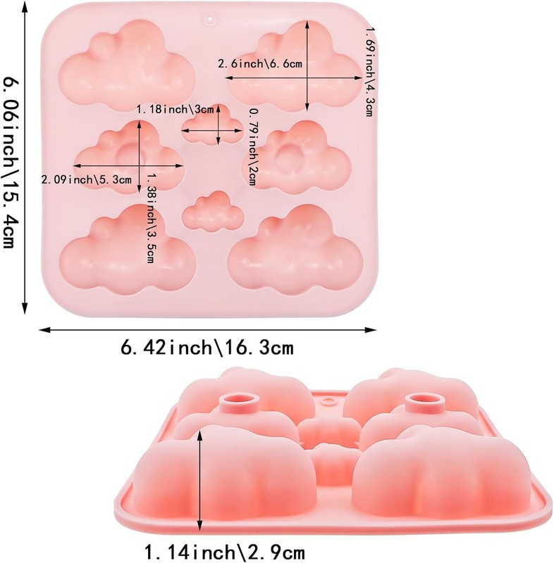 2 Pack Cloud Silicone Molds 3D Cake Chocolate Fondant Candy Tray Pink gallery
