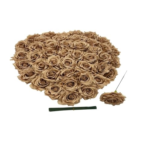 Fake Flower Heads for Craft,” Rose Heads Artificial Flowers,36 Pcs 3.8 Coffee