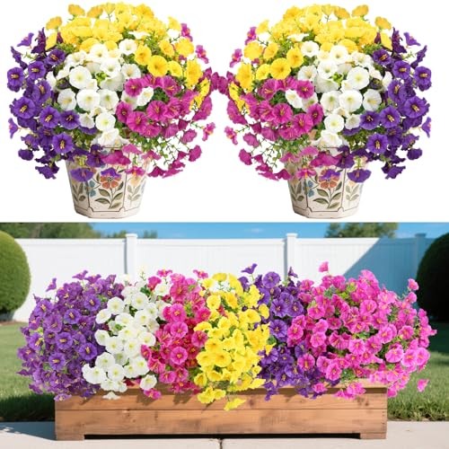12Pcs Faux Silk Morning Glory with Eucalyptus, UV Resistant Realistic Mutil1 gallery