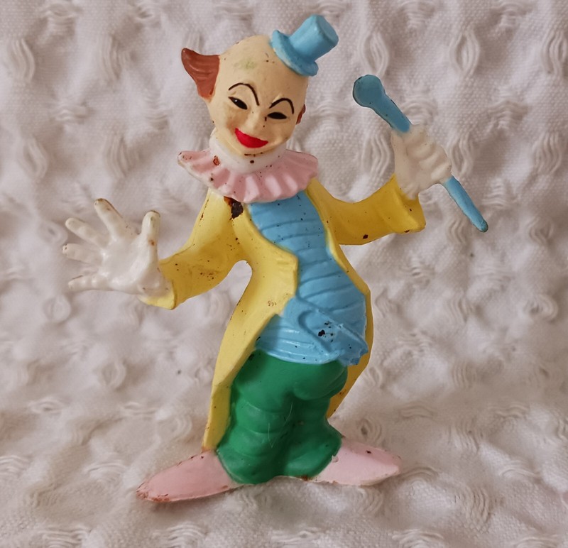 Vintage Clown CAKE TOPPERS Figures Figurines Toys 3 Blue Pink Yellow Fun gallery