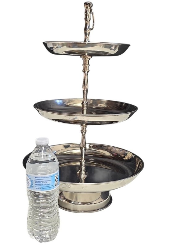 3 Tier Stainless Steel Serving Stand Dessert Cupcake Fruit Tray Display Platter gallery