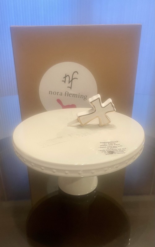 Nora Fleming Retired Pearl Dot Petit 16 Pedestal Cake Stand With Mini Cross NIB gallery