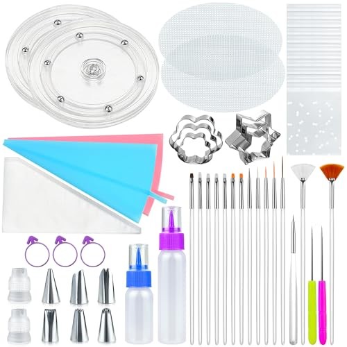 112 PCS Cookie Decorating Kit Supplies Including Acrylic Turntable Brushes gallery