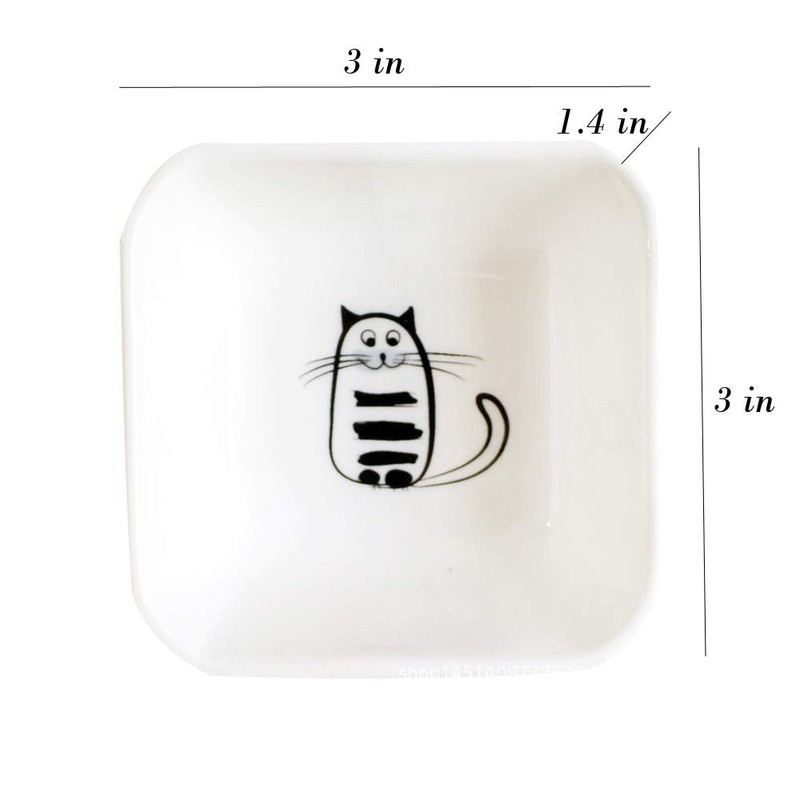 SOCOSY Super Cute Cat Ceramic Sauce 3 * 3 * 1.4 inches, Cat-Rectangle gallery