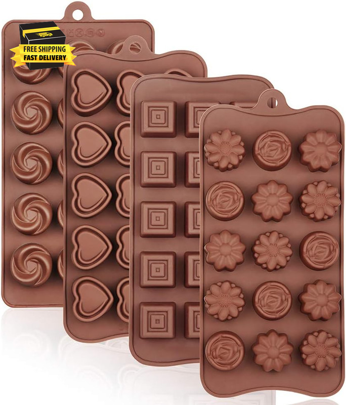 4 Packs Silicone Molds for Chocolate, Food Grade No-Stick Baking, Candy and Butt