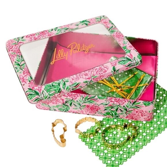 Lilly Pulitzer Cookie Cutters Set of 3 & Exchange Kit in Metal Tin Hostess Gift gallery