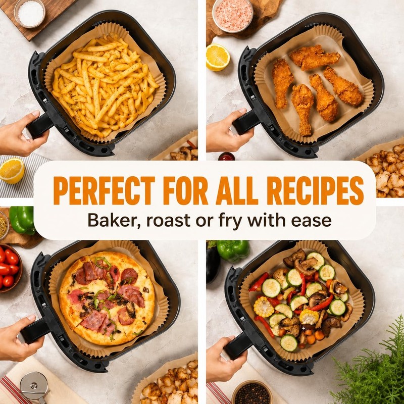 Air Fryer Paper Liners, 125Pcs Disposable 8" Square, Square gallery