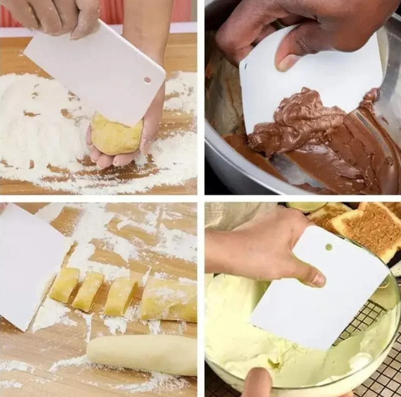 3pcs Multipurpose Dough Cutter Bowl Scraper Set for Baking Pastry Kitchen - NEW gallery