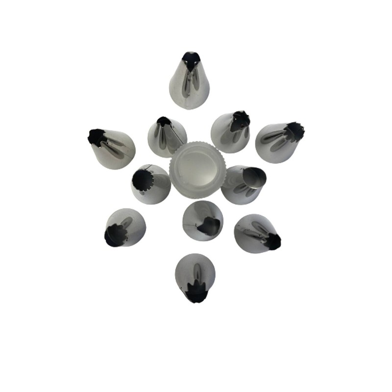 11pc Stainless Steel Icing Nozzles c/w 1 Coupler for Decorating Cupcake Pastries gallery