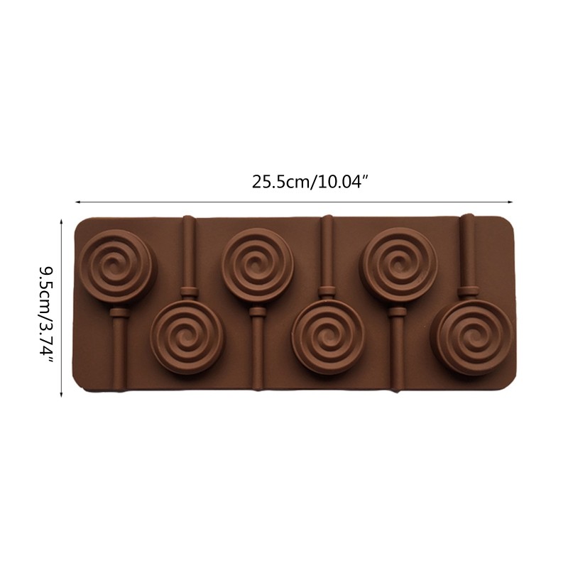 6-Cavity DIY Round Spiral Swirl Shape 3D Silicone Lollipop Mold Candy Chocolate gallery