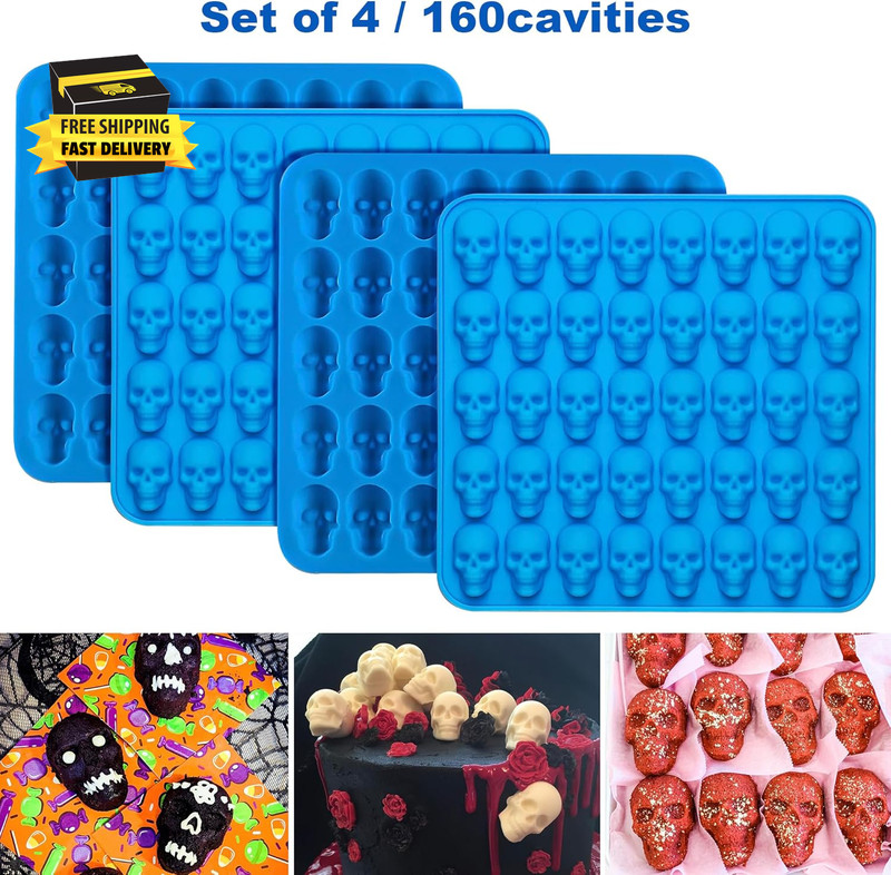 4Pcs Gummy Skull Chocolate Molds, Gummy Skull Candy Molds, Non-Stick Silicone Ca gallery