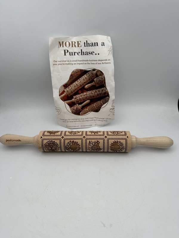 Embossed Wooden Sunflower Theme Rolling Pin Cookie Stamp By Pastrymade New