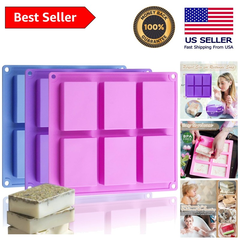3-Pack Food Grade Silicone Molds for Chocolate Bars & Desserts – Non-Stick