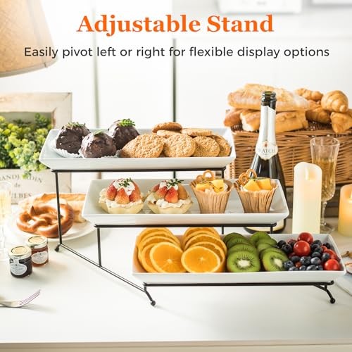 Tiered Tray Stand for 3 Tiers - 14" x 15.74" x 9.17" - Black gallery