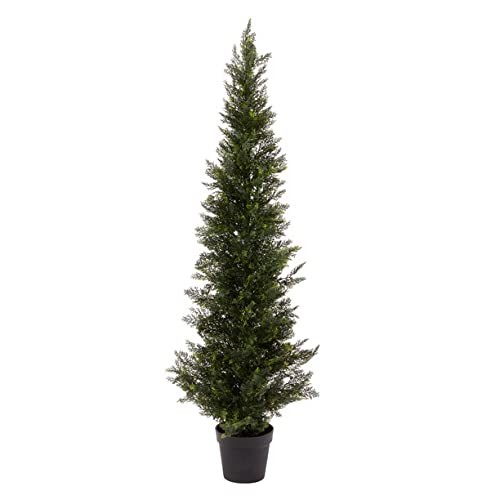 One 3 Foot Outdoor Artificial Cedar Topiary Tree Potted Uv Rated Plant By Silk gallery