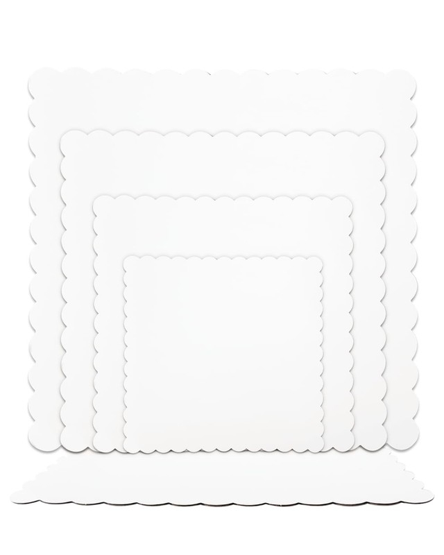 15 PCS White 6 Inch Wave Cake Boards Squares Base FoodGrade Cardboard Plate gallery