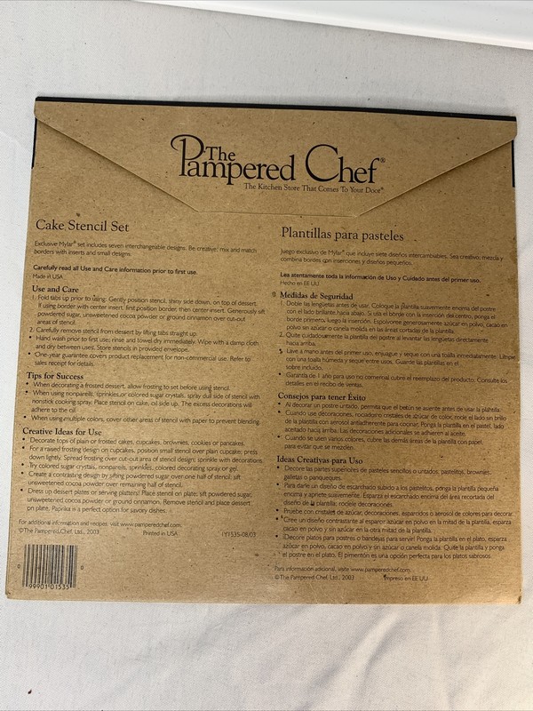 The Pampered Chef Cake Stencil Set #1535 - 7 DESIGNS (New Open Package )H51 gallery