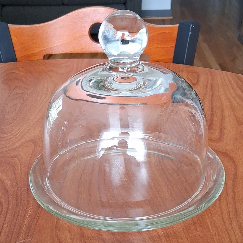 Vintage Clear Crystal 1-Tier Round Cake Stand with Dome Lid gallery