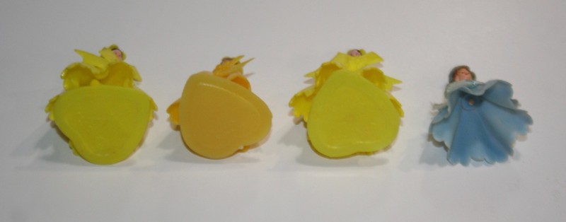 1950s Hong Kong Plastic Birthday Girl Cake Topper 3 Yellow & 1 Blue 1 1/2” Tall gallery