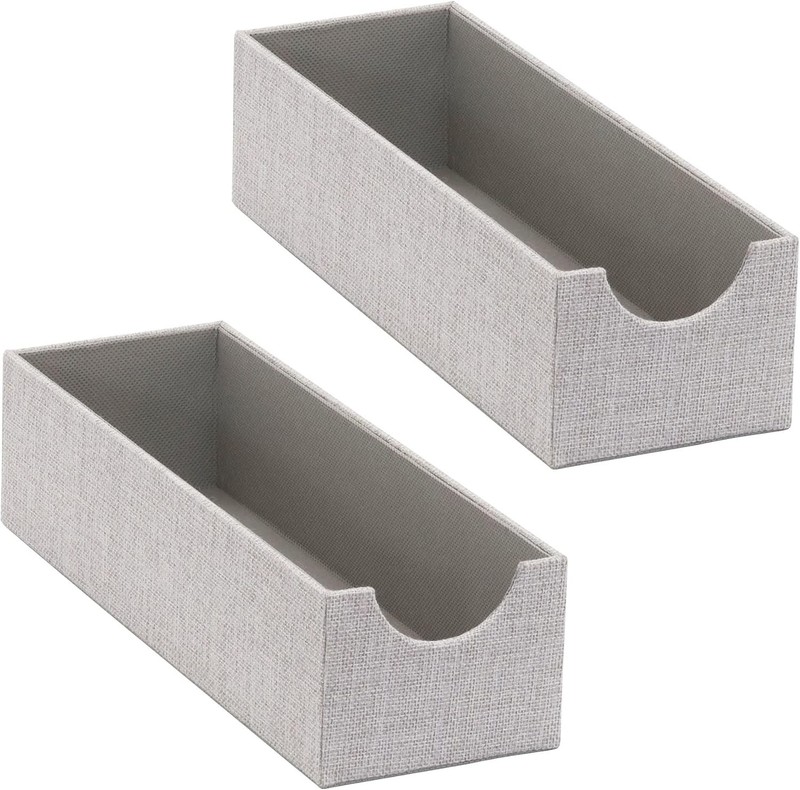 Household Essentials Narrow Organizer Tray 2 Pack, Gray, Silver