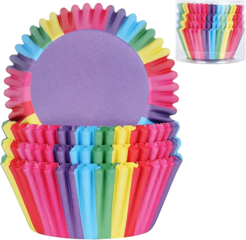 100 Pcs Rainbow Cupcake Liners,Greaseproof Paper Muffin Liners Disposable