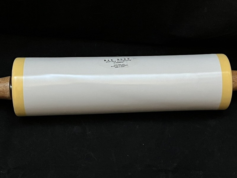 New ~ RAE DUNN ~ “Rolling With My Peeps” Ceramic Easter Rolling Pin Wood Handle gallery