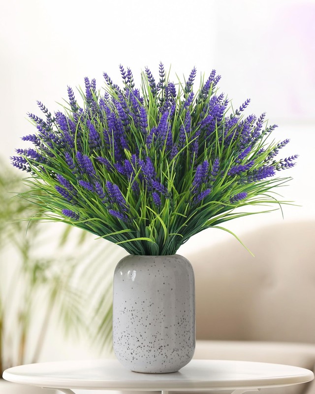 Zinho 24 Bundles Artificial Flowers Outdoor Faux Lavender Flowers Grass Uv gallery