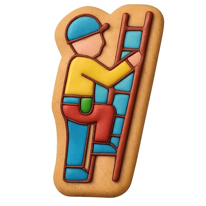 Ladder Climbing General Contractor Cookie Cutter & Stamp, Fondant & Cla - 2.2x4" gallery