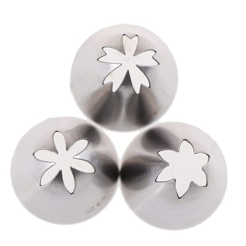 Large Icing Piping Tips Set Open Star Flower Stainless Steel Silver 3 PCS gallery
