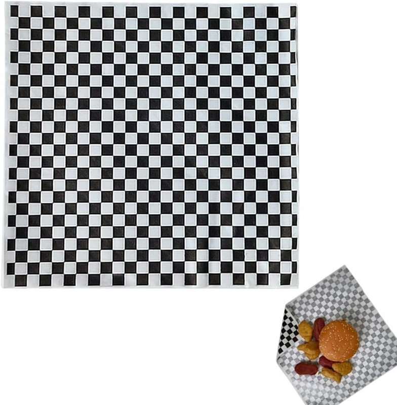100 Sheets Bla and White Cheered Dry Waxed Deli Paper, Grease