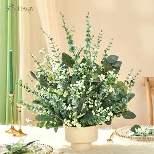 PCS 4 Kinds Mixed Artificial Greenery Stems,Baby Breath Flowers 36 Grey Green gallery