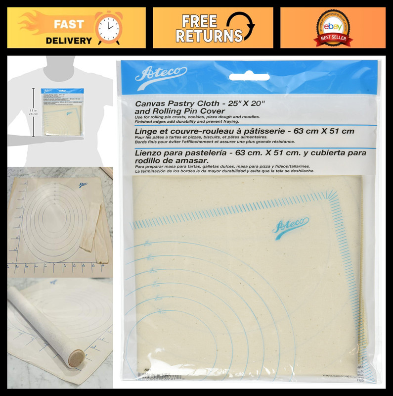 Pastry Cloth & Rolling Pin Cover Set, 25″x20″, Off-White Baking Essential