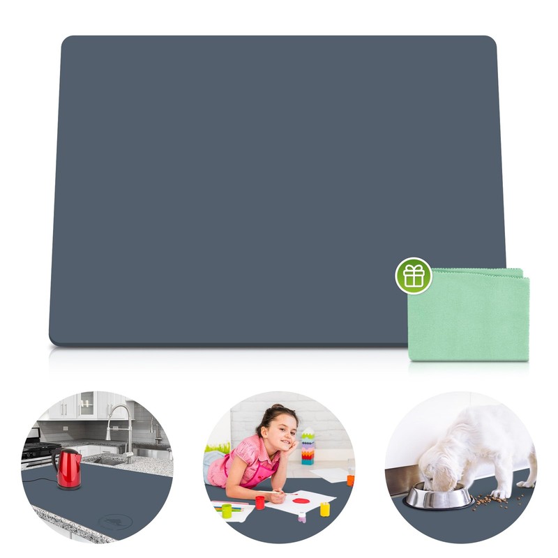 Large Silicone Mat 28" x 20" Thick Heat Resistant, 28"L x 20"W, Gray