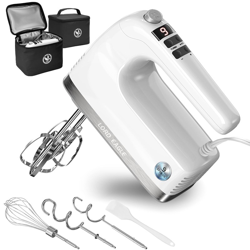 9-Speed Digital Hand Mixer Electric Handheld, 500W DC Motor Kitchen Mixer for…