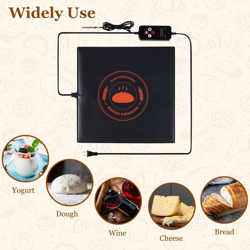 Bread Proofing Mat with Warm Cover, Sourdough 13.9"L x 13.9"W, Light Gray gallery