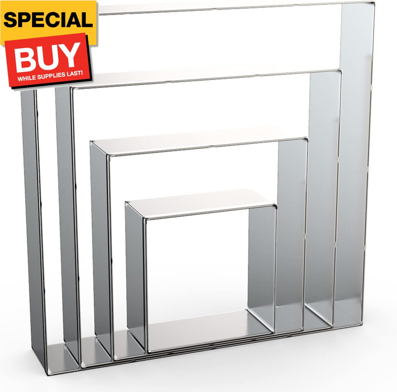 Square Cookie Cutter Set Large – 5 Inch, 4 Inch, 3 Inch, 2 Inch – Geometric Fram