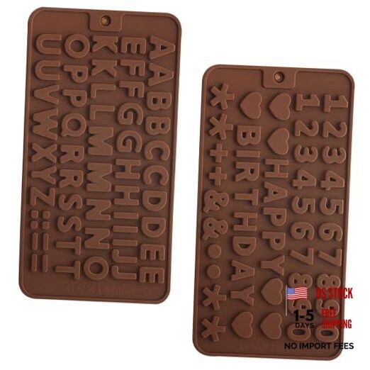 2 pcs Number Chocolate Molds and Letter Silicone Number Letter Silicone Molds