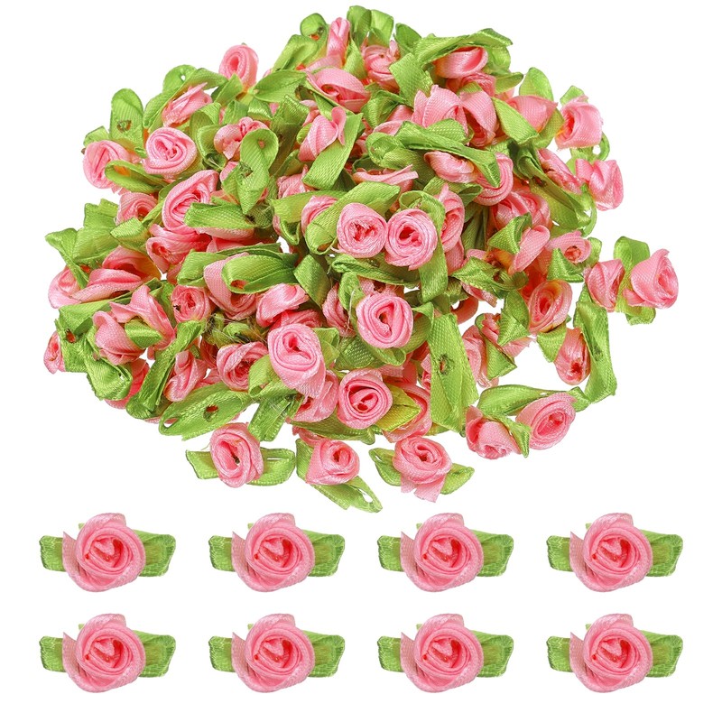 100Pcs Mini Dark Pink Ribbon Flakes for Crafts 15mm/0.6″ Diam