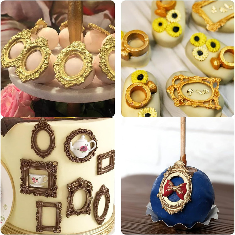 4 Pcs Baroque Style Curlicues Scroll Lace Fondant Silicone Molds, Filigree Relie gallery