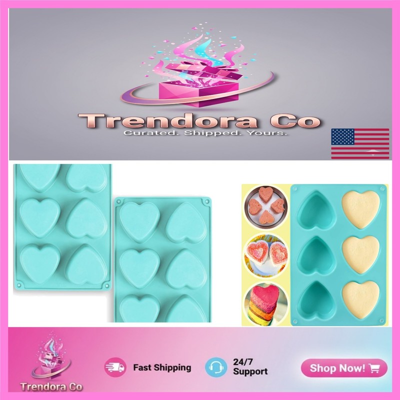 Elegant 6-Cavity Heart Silicone Mold Set - Perfect for Festivities & Occasions