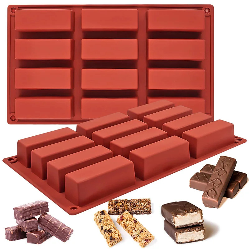 Rectangle Silicone Candy Molds for Baking Energy Bars Chocolate Bar Mold Protein gallery