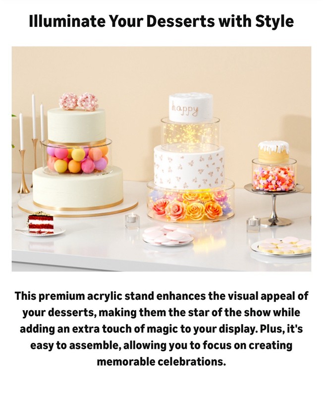 2 Pc Acrylic Fillable Cake Stand Riser Tier Round Cylinder Display Box gallery