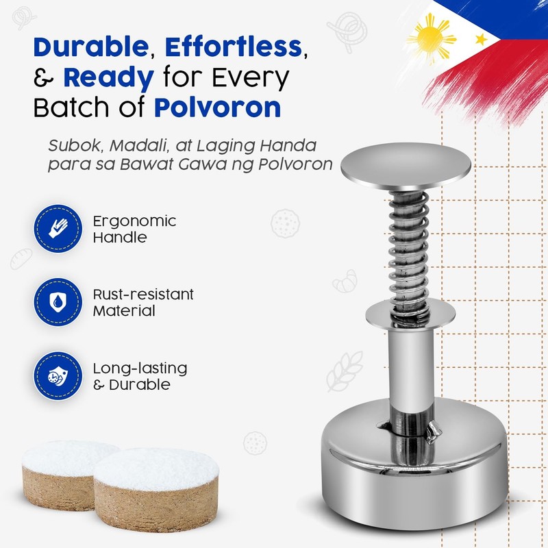Polvoron Molder Filipino 2.75" H x 1.75" W - Round Polvoron Mold for Traditio... gallery